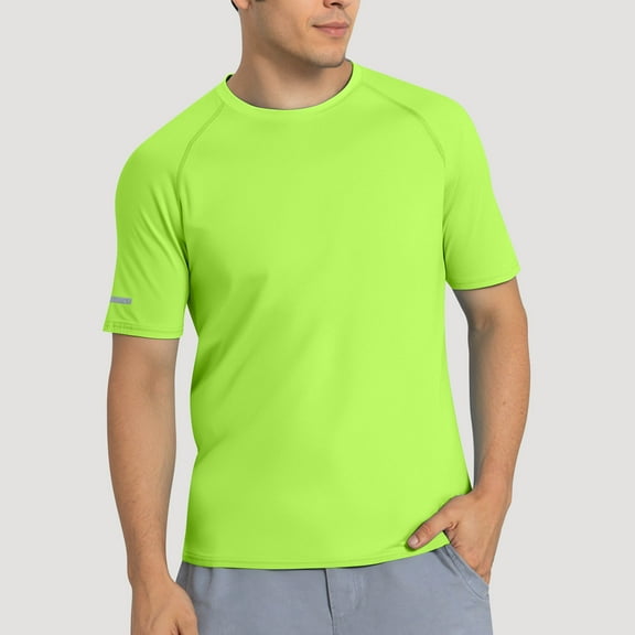 Mens T Shirts Workout Comfy Slim Fit Solid Color Crew Neck Short Sleeve Athletic Shirts 2026 Spring Summer Fall Work Tee Pullover Outfits Light Green M