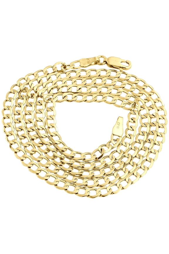 Mens or Ladies 10K Yellow Gold Flat Curb Cuban Chain 3.90mm Necklace 16 Inch