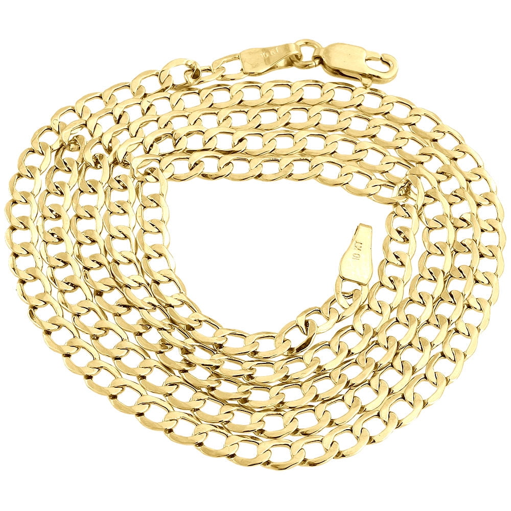 Mens or Ladies 10K Yellow Gold Flat Curb Cuban Chain 3.90mm Necklace 28 Inch