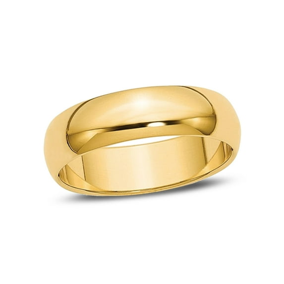 Gem & Harmony Mens or Ladies 14K Yellow Gold 6mm Wedding Band Ring for Men