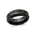 thumbnail image 1 of Gem & Harmony Mens or Ladies Black Titanium Faceted Edge Wedding Band Ring (8mm) for Men, 1 of 5