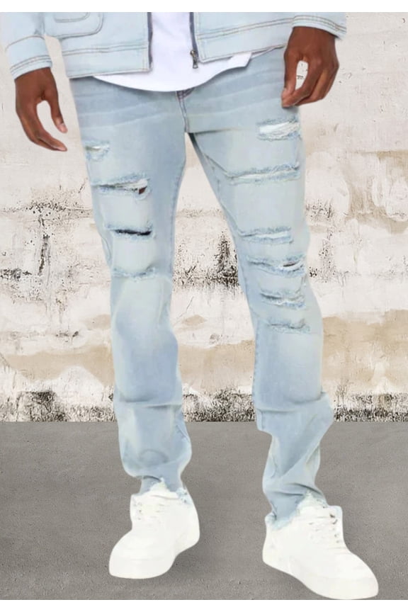 Mens ripped skinny denim jeans