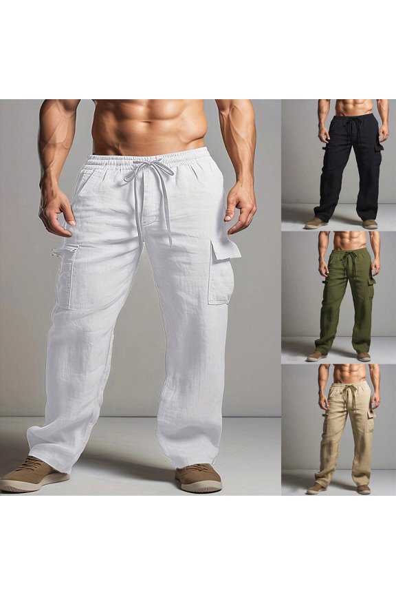 Mens's Baggy Cargo Pants Casual Parachute Pants Loose Fit Hip Hop Harme Lightweight Water Resistant Pants with Pockets Black S