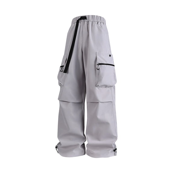 Mens's Baggy Cargo Pants Casual Parachute Pants Loose Fit Hip Hop Lightweight Quick Dry Sun Protection Pants Outdoor Hiking Trousers with Multi Pockets Gray
