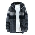 thumbnail image 1 of Mens s Sales Men Casual Patchwork Long Sleeve Knitting Hooded Cardigan Zipper s Navy Dark Gray,L, 1 of 4