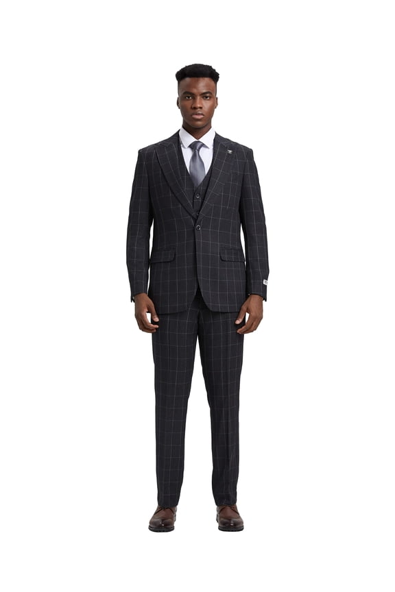 Mens-suit Windowpane By Stacy Adams