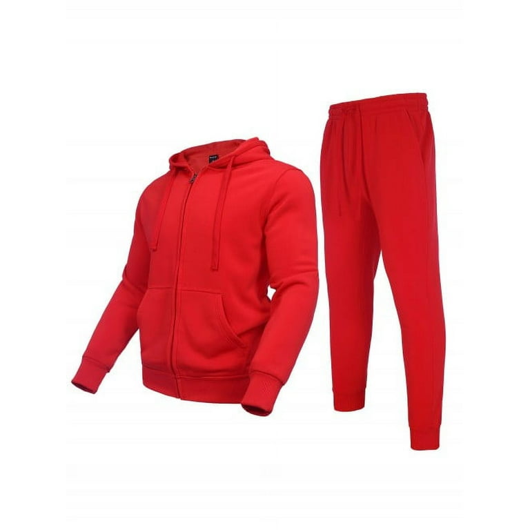 Athletic Sweat Suit for Men Set 2 Pieces with Zipper Sports Clothes Jogging  Suits Black Red Small at  Men's Clothing store