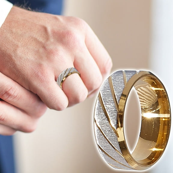 Mens wedding Band 925 Sterling Silver Gold Rings For Men 14K White and Yellow Gold Plated 1ct 9 Round 5A Cubic Zirconia Promise Rings For Him