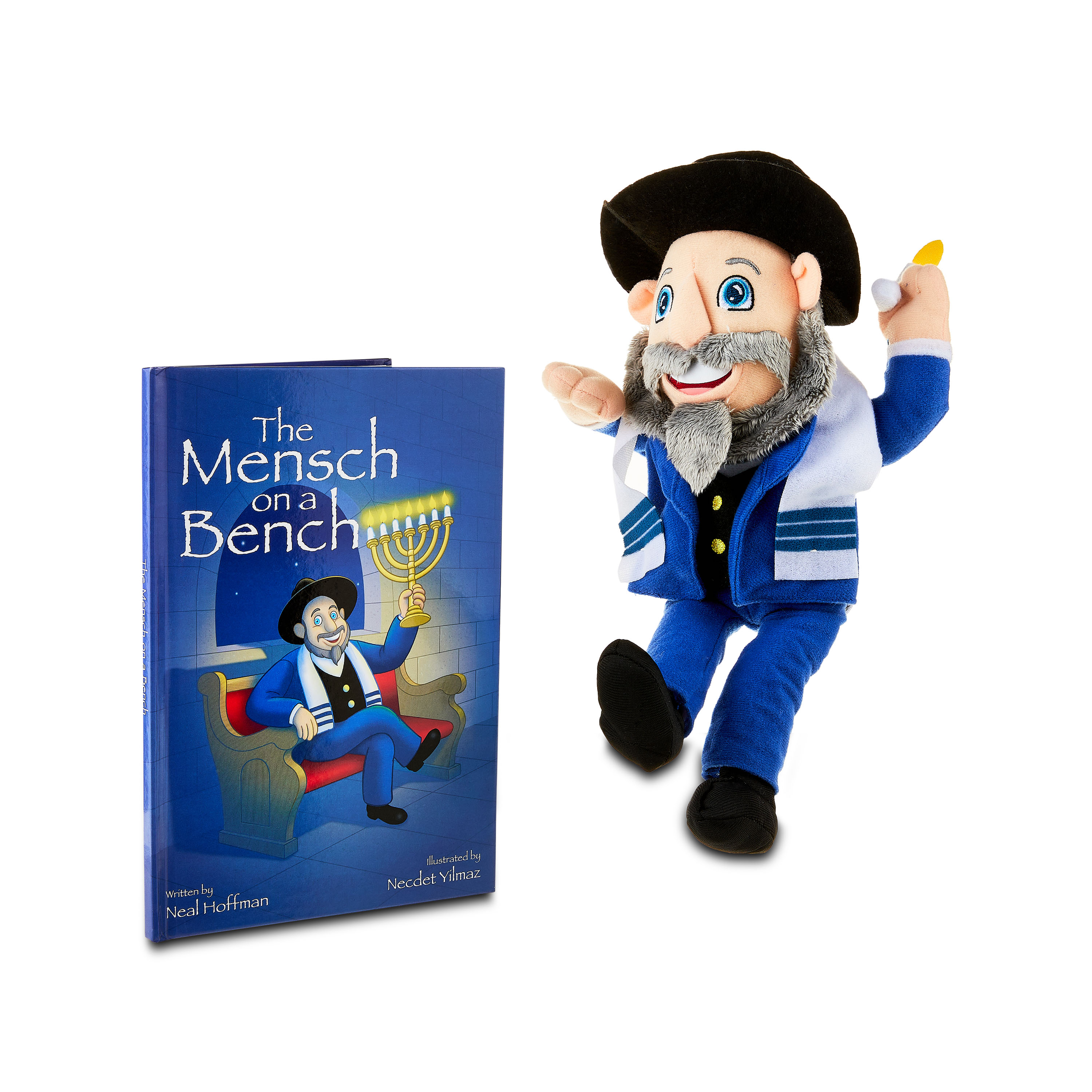 Mensch on a Bench 12" Hanukkah Moshe Plush Toy with Hardcover Book and Removable Bench - image 1 of 5