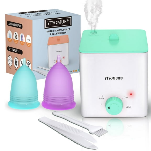 Menstrual Cup Sterilizer with 2 Reusable Period Cups,Menstrual Cups Cleaner Kit for Feminine Care