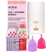 Menstrual Cups with Sterilizer - Ranked 1 for Most Comfortable Soft Reusable Period Cup - Kills 99.9% of Germs with Cleaner Steamer - Wash Your Cup in 3 Minutes! - Compact Sanitizer Kit