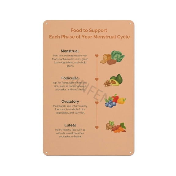 Menstrual Cycle Food Chart Poster Women S Health Guide Wall ArtRusted Fashionable Bar Art Painting
