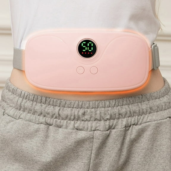 Menstrual Warming Belt, Vibrating Hot Pressure Abdominal Massage, Intelligent Heating Waist Care Tool, 4-Speed Vibration/Automatic Heating Mode Pink