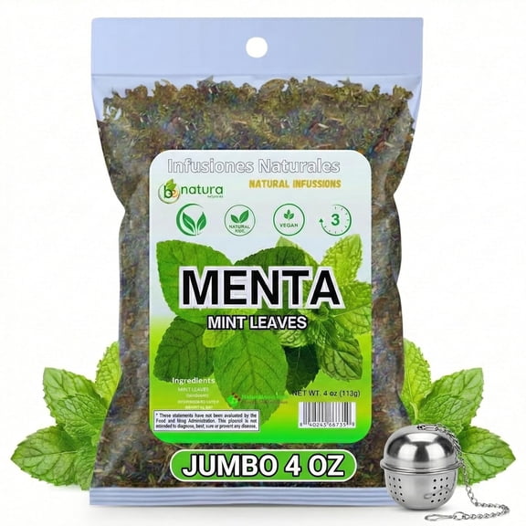 Menta Dried Mint Leaves Spearmint, 4oz, 100% Natural, Non-GMO, Gluten Free