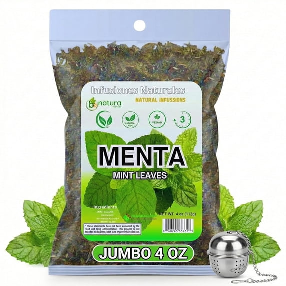 Menta Dried Mint Leaves Spearmint, 4oz, 100% Natural, Non-GMO, Gluten Free