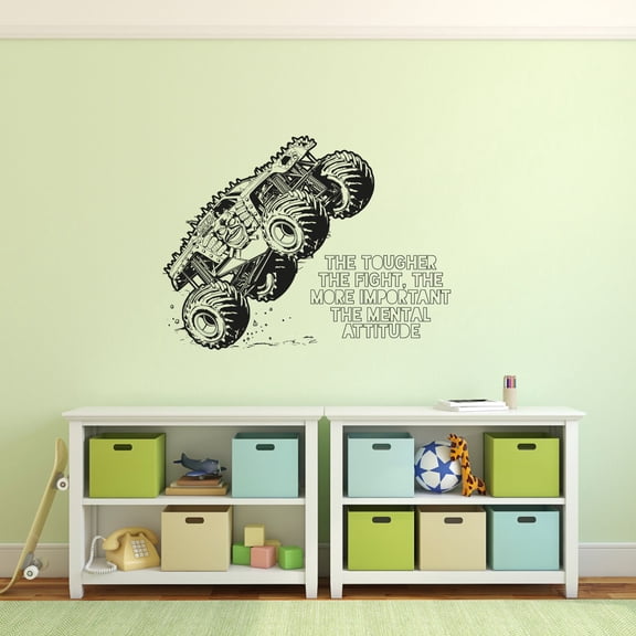 Mental Attitude Quote Quotes Monster Truck Toy Car Wall Sticker Art Decal for Girls Boys Room Bedroom Nursery Kindergarten House Fun Home Decor Stickers Wall Art Vinyl Decoration Size (8x10 inch)