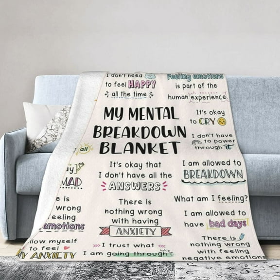 My Mental Breakdown Blanket, Emotional Anxiety Support Healing Blanket, Mental Health Gifts for Women Men, Therapy/Counseling Office Must Haves/Decoration, Therapist Gifts, Self Care Love 50x40