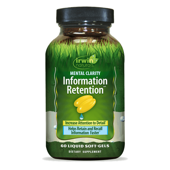 Irwin Naturals Mental Clarity Information Retention - 60 Liquid Soft-Gels - Helps Increase Attention to Detail & Retain and Recall Information Faster - 30 Total Servings