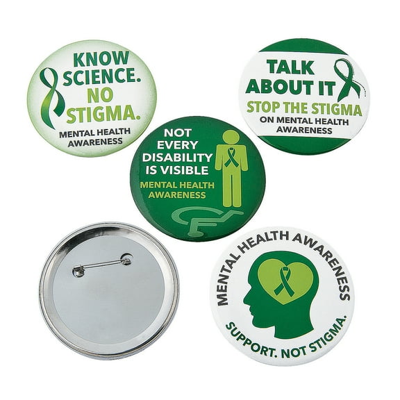 Fun Express - Mental Health Awareness Buttons - Jewelry - Pins - Novelty Buttons - 24 Pieces