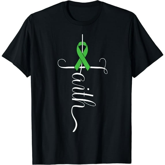 Mental Health Awareness Green Ribbon T-Shirt Black Medium