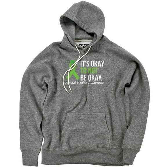Mental Health Awareness Its Okay Unisex Adult Slim Fit Pull-Over Heather Hoodie, Athletic Heather, Large