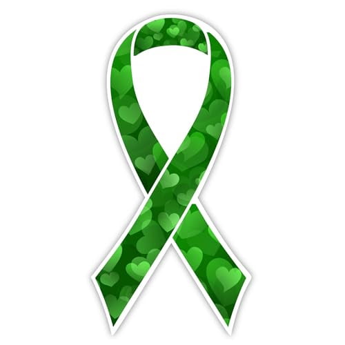 Mental Health Awareness Magnet - Green Ribbon Heart Design - 3.5x7 Inches