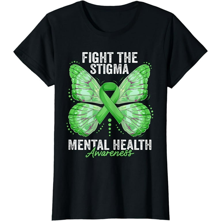 Mental Health Awareness Sunflower T-Shirt Lime Green Ribbon Mental Health Awareness Sunflower T-Shirt Lime Green Ribbon