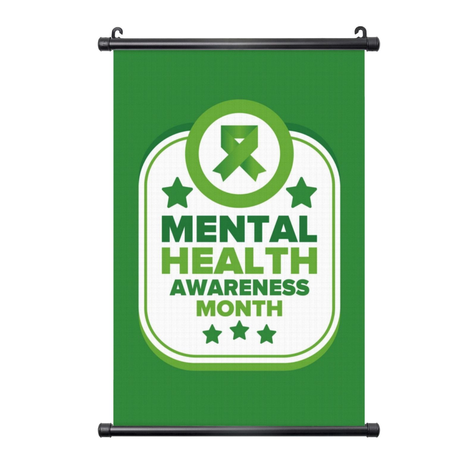Mental Health Awareness Month Green Ribbon Poster Wall Art Banner ...