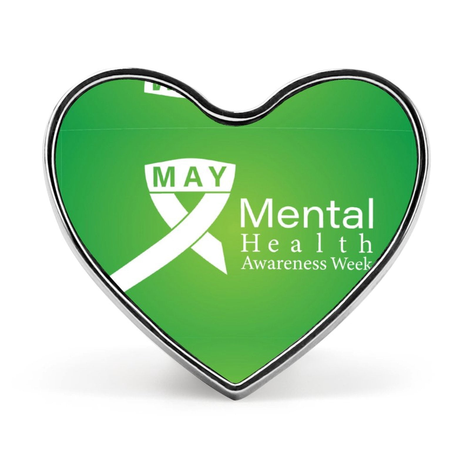PinMart Break The Stigma Enamel Lapel Pin - Green Mental Health Awareness Brain Pin - View #2