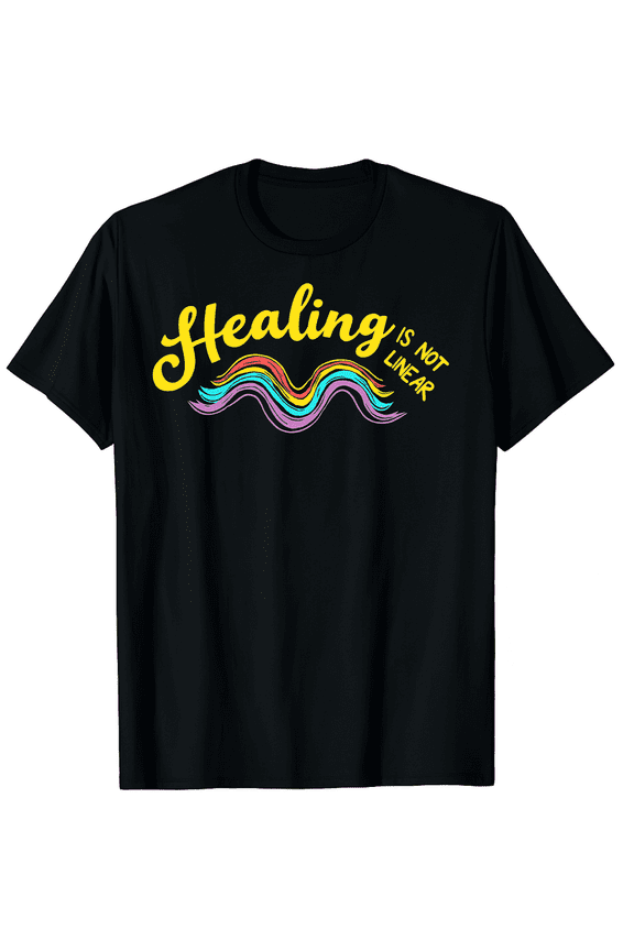Mental Health Awareness Rainbow Graphic Black T-Shirt for Men and Women