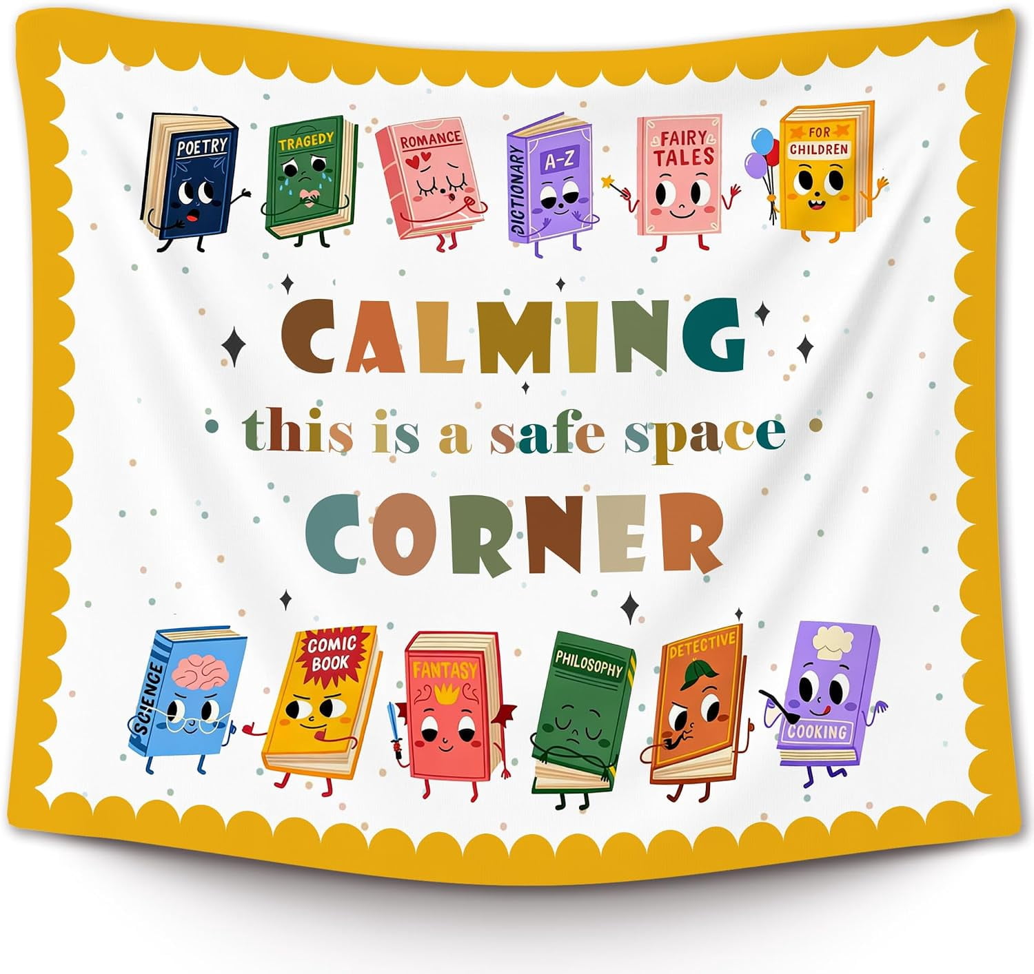 Mental Health Books Classroom Tapestry, Calming Corner Wall Tapestry ...