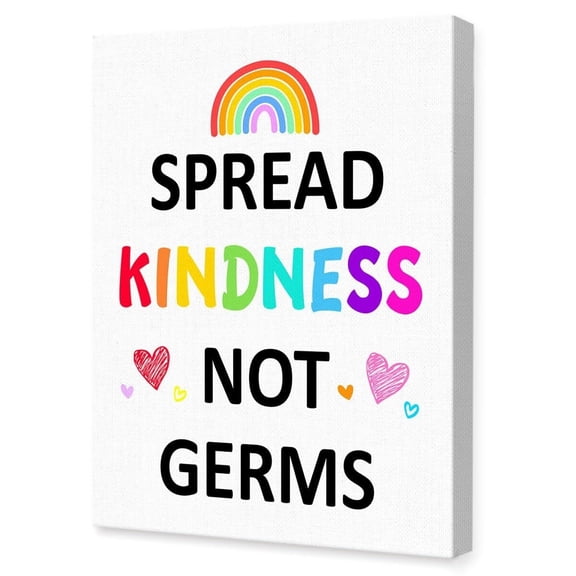 Mental Health Canvas Wall Art,Spread Kindness Not Germs Health Clinic Motivational Quote for School Nurse Office Decor Classroom Decor poster