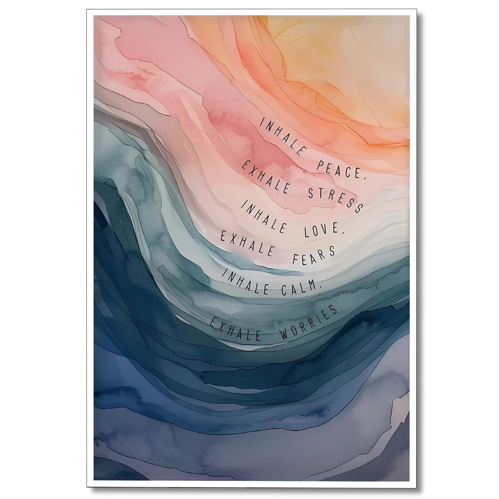 HOURIA Framed Watercolor Mental Health Canvas Wall Art Inhale Exhale Wall Decor,8x10 Set Of 6 Therapist Psychologist Office Decor Inspirational Art Print For Bedroom,Calming Corner,Counseling Room - View #5