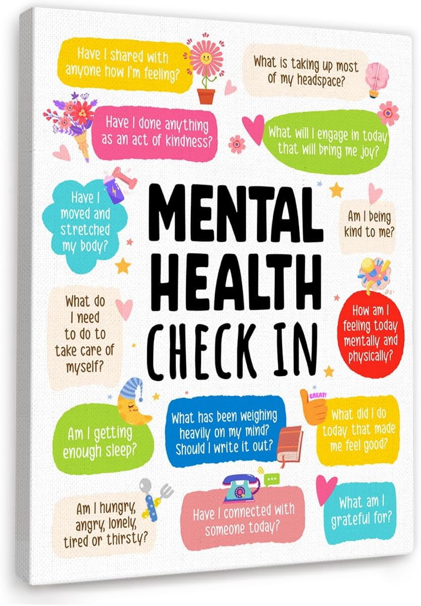 Mental Health Check In Wall Decor,Funny Mental Health Wall Art Canvas ...