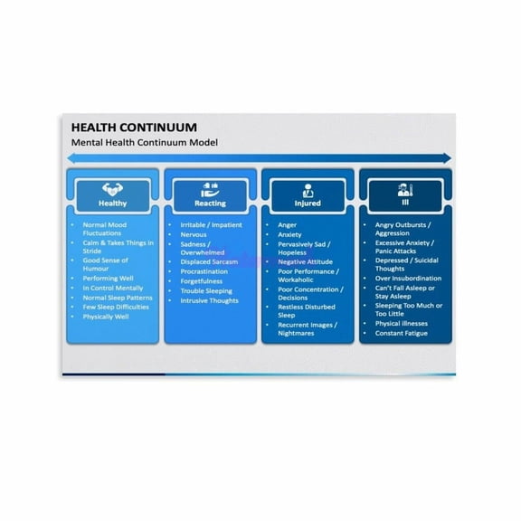 Mental Health Continuum & Performance Chart Information Poster (9) Canvas Painting Wall Art Poster for Bedroom Living Room Decor Poster.