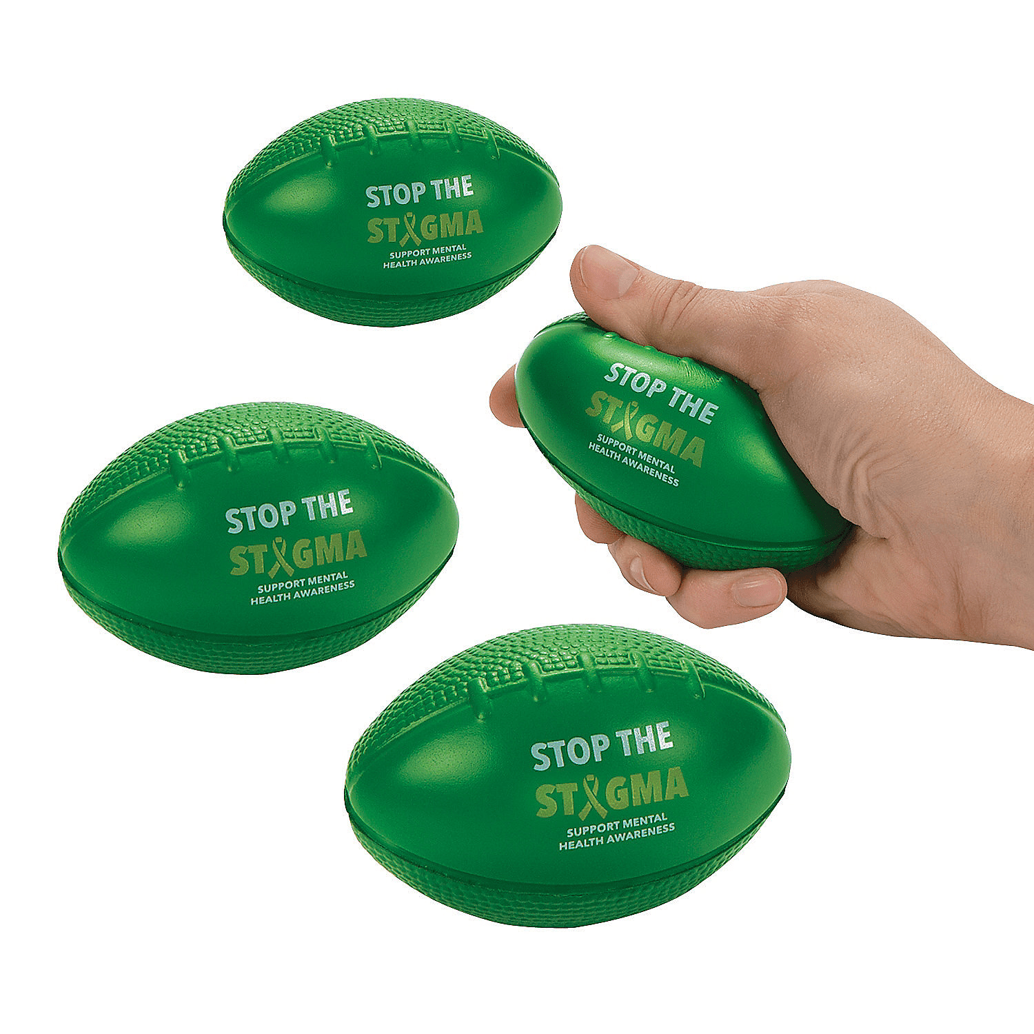 Mental Health Football Stress Balls - Party Favors - 12 Pieces