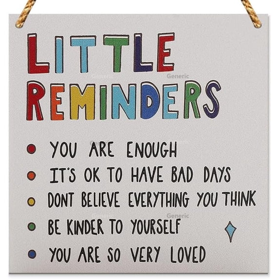Mental Health Gift for Women, Little Reminders Office Decor Sign, Positivity Recovery Self Care Encourage Gift, Decor Plaque Gifts Wood Sign Wooden Wall Decor 8 * 8 inch