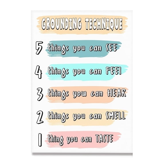 Mental Health Grounding Technique Canvas Wall Art,Inspirational Psychology Wall Decor for Therapy Office School Nursery Counselor Office Home