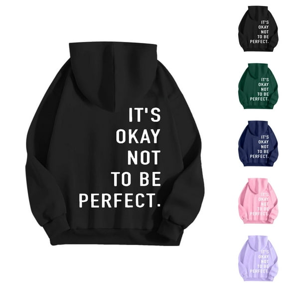 Mental Health Hoodies for Women 2025 It's Okay Not To Be Perfect Hoodie with Pockets Hooded Sweatshirt Pullover Tops