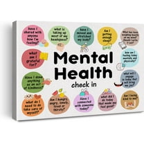 Mental Health Inspirational Poster Canvas Wall Art for Therapy Office School Decor Positive Mental Health Check in Canvas Print Wall Art Painting Ready to Hang - Easel & Hanging Hook 12x15 Inch