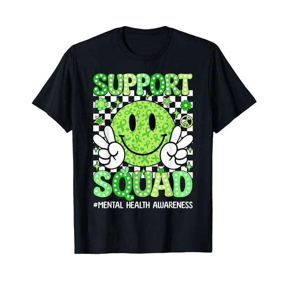 Mental Health Matters Awareness Support Squad Green Ribbon T-Shirt