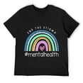 thumbnail image 1 of Mental Health Matters End The Stigma Christmas Retro Rainbow T-Shirt Black, 1 of 5