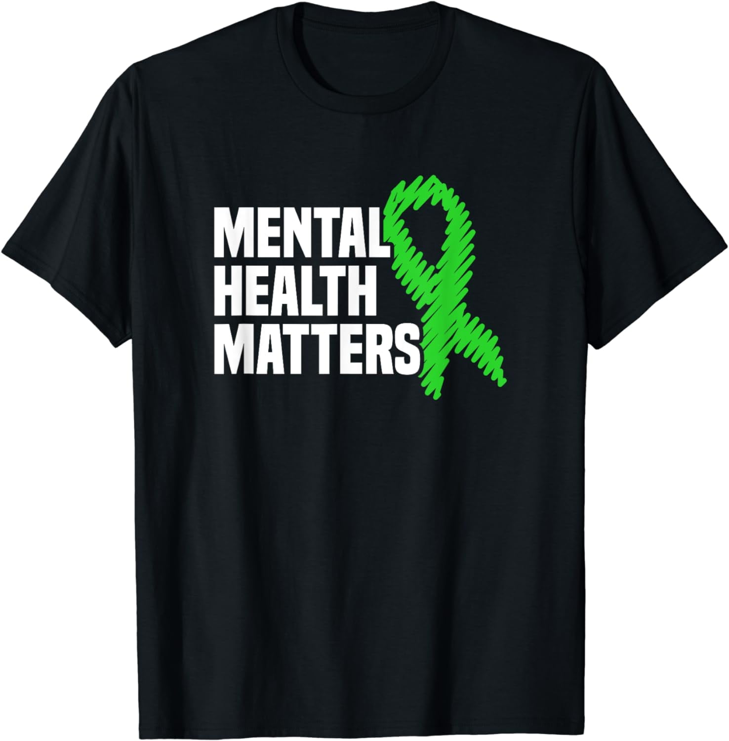 Mental Health Matters Green Ribbon Mental Health Awareness Cotton T ...