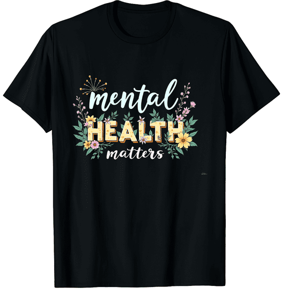 Mental Health Matters Human Brain Illness Awareness Graphic Black T-Shirt for Men and Women