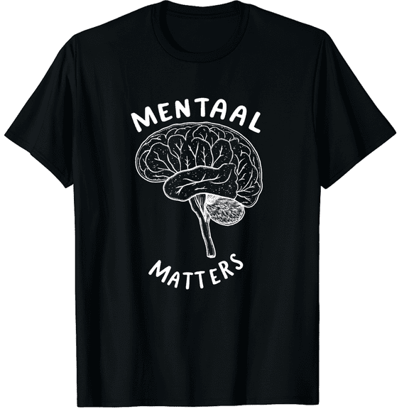 Mental Health Matters Human Brain Illness Awareness Tee for Therapist & Psychologist Graphic Black T-Shirt for Men and Women
