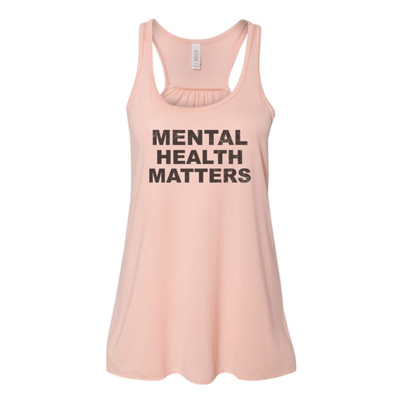 "Mental Health Matters, Mental Health Tank Top, Mental Health Awareness, Mental Health Shirt, Women's Racerback, Workout Top, Gift For Her, Peach, LARGE"