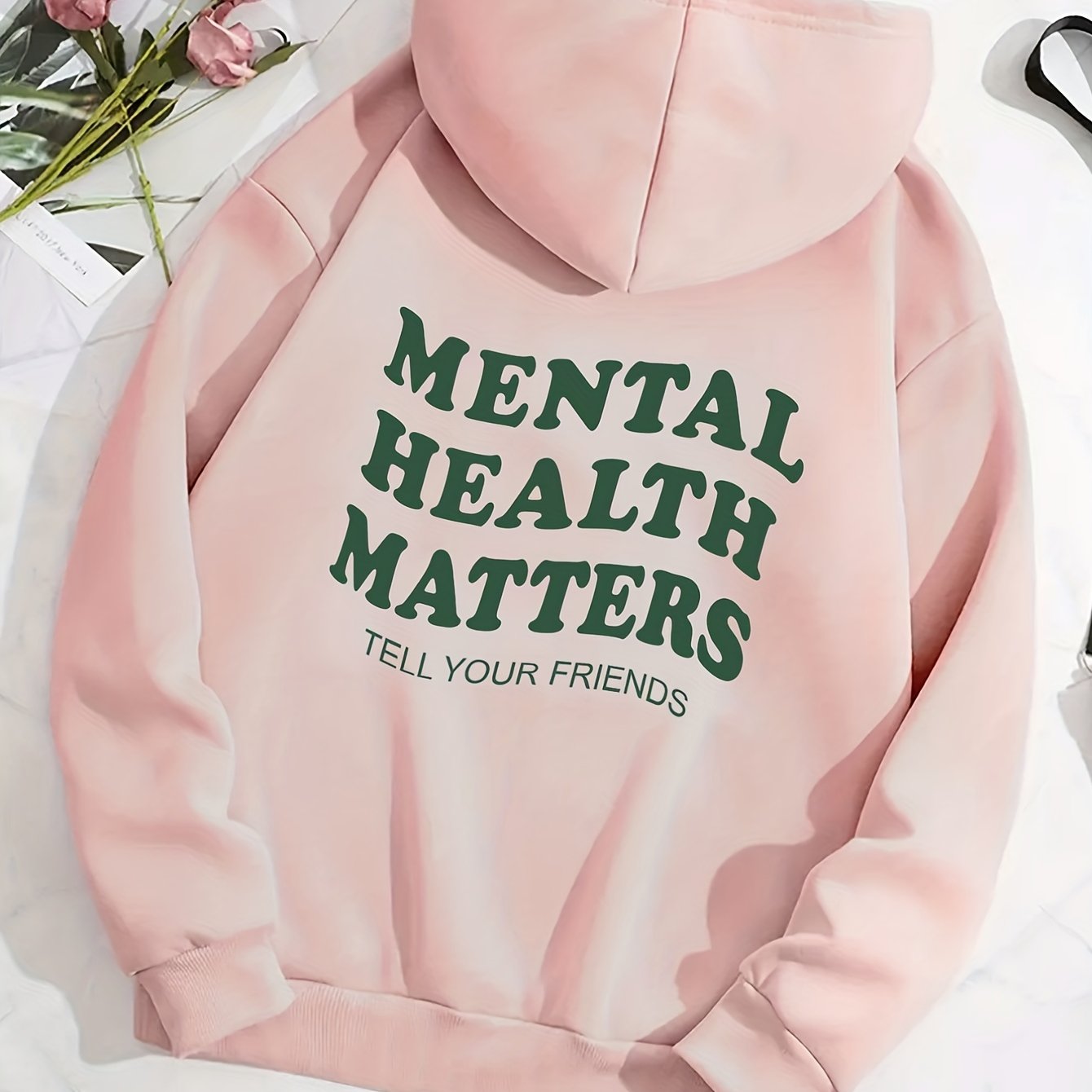 Mental Health Matters Print Hoodies, Drawstring Kangaroo Pocket Casual