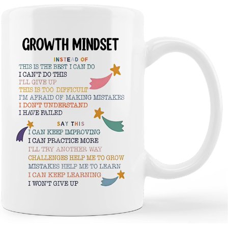 Mental Health Mug Cup,Growth Mindset Inspirational Ceramic Mug-11oz Coffee Milk Tea Mug Cup,Home Girls Room Mental Health Therapist Office Decor,Growth Mindset Art Gifts