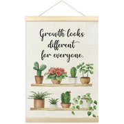 Mental Health Poster Hanger Frame, Motivational Inspirational Hanging Wall Art Decor for Plant Lovers Therapy Counseling Office, Growth Looks Different for Everyone Wall Prints Picture, 12x16