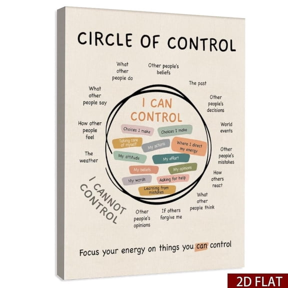 Mental Health Posters Hanger Frame, Circle Of Control Poster Inspirational Wall Art for Homeschool Counseling Office Classroom, Therapy Office Decor, Calm Down Corner Wall Art Decor